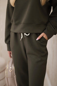 Viscose set hoodie + pants 7096 / – Khaki цвет / color | Lexline Fashion
