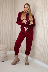 Viscose set hoodie + pants 7096 / – Maroon цвет / color | Lexline Fashion