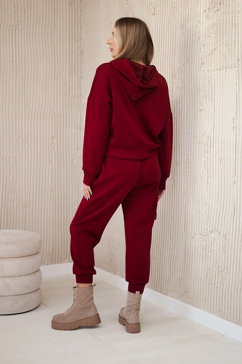 Viscose set hoodie + pants 7096 / – Maroon цвет / color | Lexline Fashion