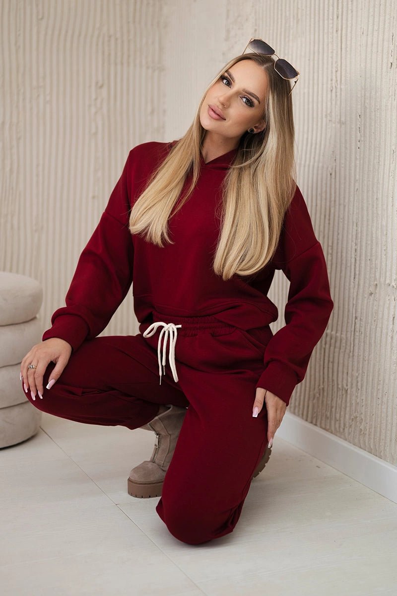 Viscose set hoodie + pants 7096 / – Maroon цвет / color | Lexline Fashion