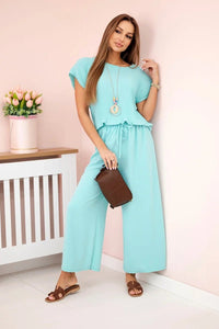 Viscose set pleated blouse + trousers ART5444 / – Mint цвет / color | Lexline Fashion
