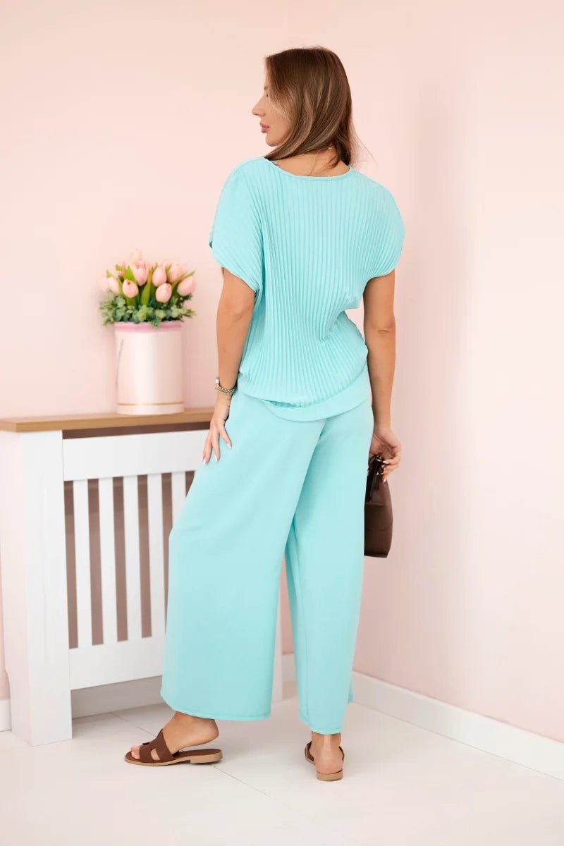 Viscose set pleated blouse + trousers ART5444 / – Mint цвет / color | Lexline Fashion