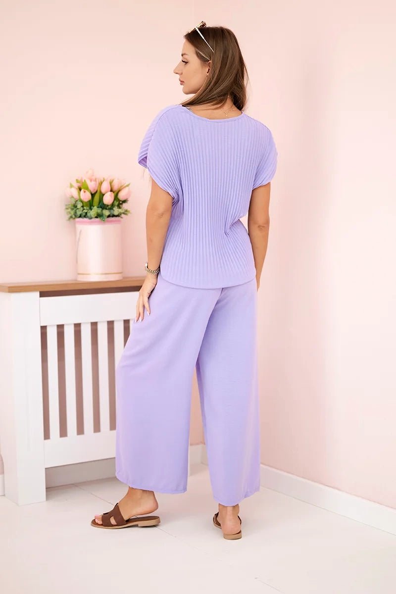 Viscose set pleated blouse + trousers ART5444 / – Purple || Light цвет / color | Lexline Fashion