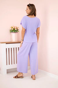 Viscose set pleated blouse + trousers ART5444 / – Purple || Light цвет / color | Lexline Fashion