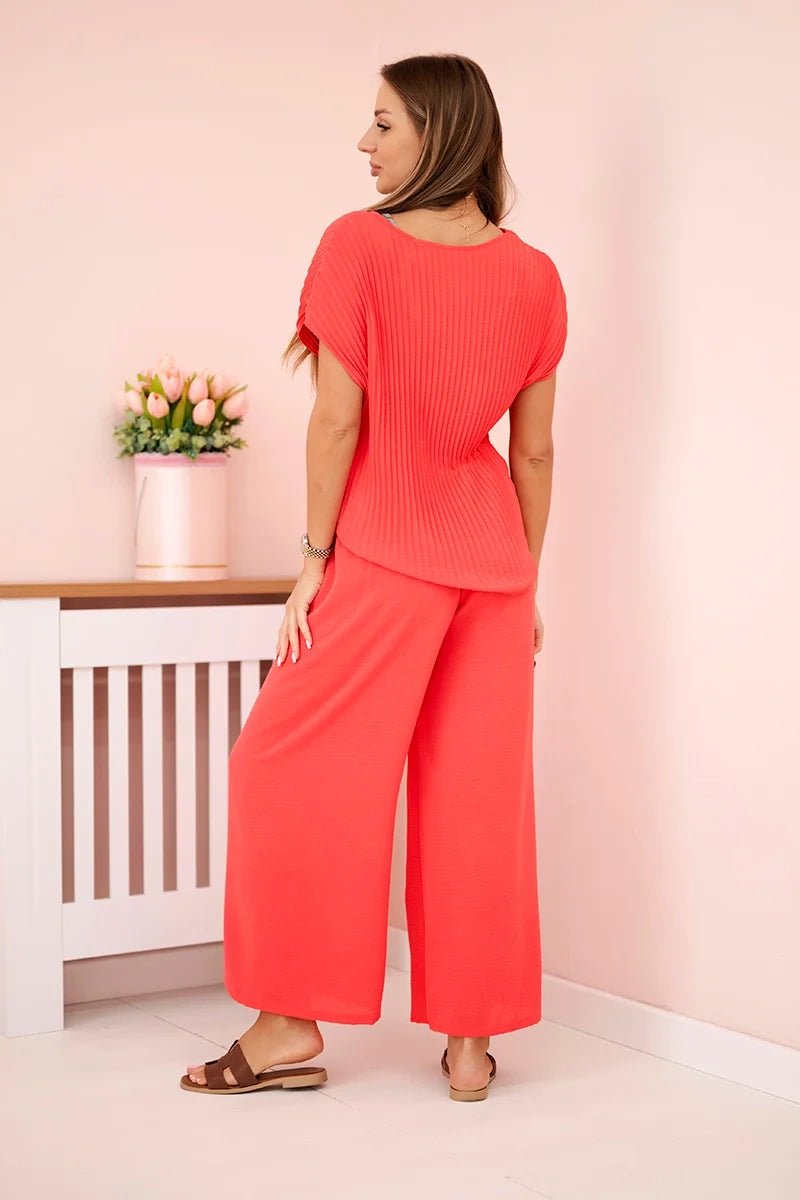 Viscose set pleated blouse + trousers ART5444 / – Raspberry цвет / color | Lexline Fashion