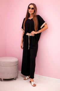 Viscose set with golden trim ART5444 - 1 / – Black цвет / color | Lexline Fashion