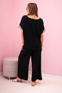 Viscose set with golden trim ART5444 - 1 / – Black цвет / color | Lexline Fashion