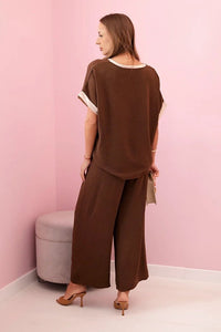 Viscose set with golden trim ART5444 - 1 / – Brown цвет / color | Lexline Fashion
