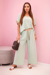 Viscose set with golden trim ART5444 - 1 / – Dark Mint цвет / color | Lexline Fashion