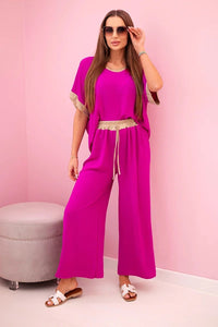 Viscose set with golden trim ART5444 - 1 / – Dark Purple цвет / color | Lexline Fashion