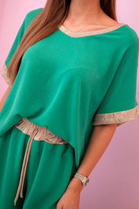 Viscose set with golden trim ART5444 - 1 / – Green цвет / color | Lexline Fashion