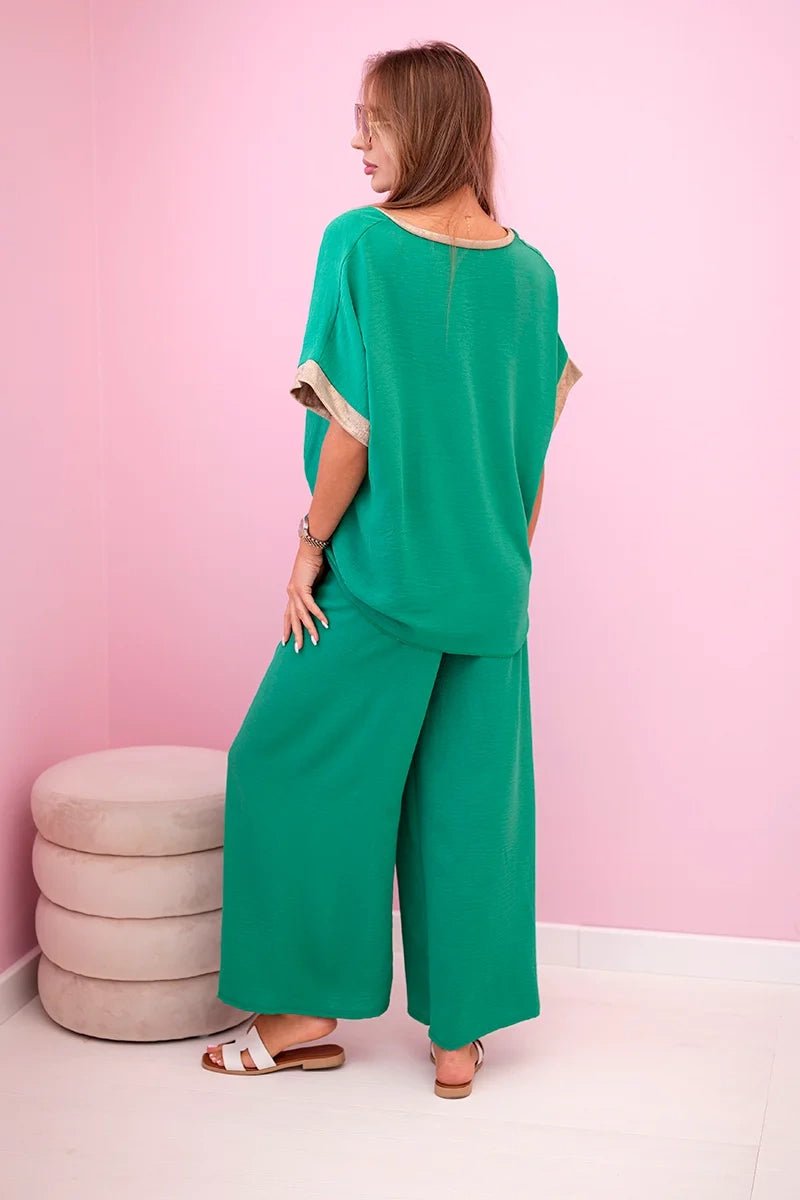 Viscose set with golden trim ART5444 - 1 / – Green цвет / color | Lexline Fashion