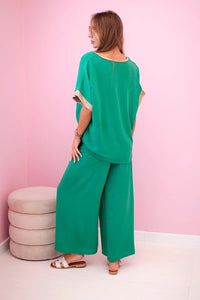 Viscose set with golden trim ART5444 - 1 / – Green цвет / color | Lexline Fashion
