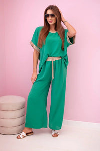 Viscose set with golden trim ART5444 - 1 / – Green цвет / color | Lexline Fashion