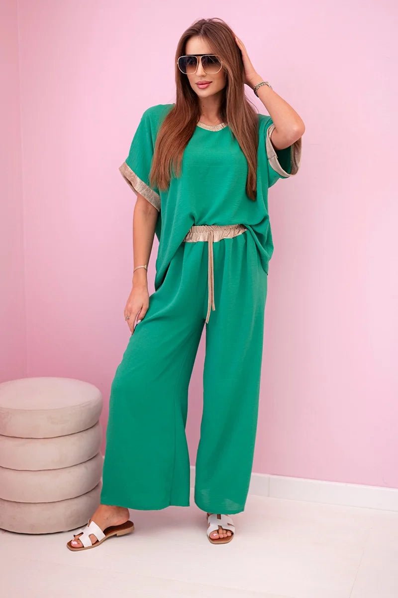 Viscose set with golden trim ART5444 - 1 / – Green цвет / color | Lexline Fashion