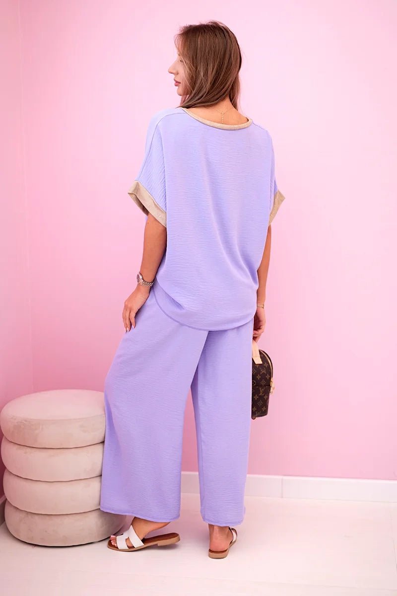 Viscose set with golden trim ART5444 - 1 / – Light Purple цвет / color | Lexline Fashion