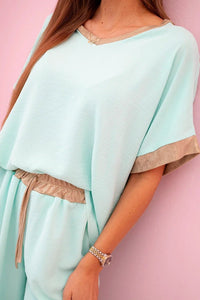 Viscose set with golden trim ART5444 - 1 / – Mint цвет / color | Lexline Fashion