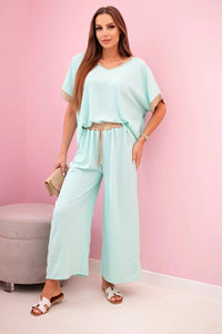 Viscose set with golden trim ART5444 - 1 / – Mint цвет / color | Lexline Fashion
