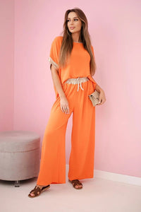 Viscose set with golden trim ART5444 - 1 / – Orange цвет / color | Lexline Fashion