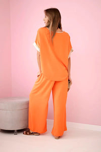 Viscose set with golden trim ART5444 - 1 / – Orange цвет / color | Lexline Fashion