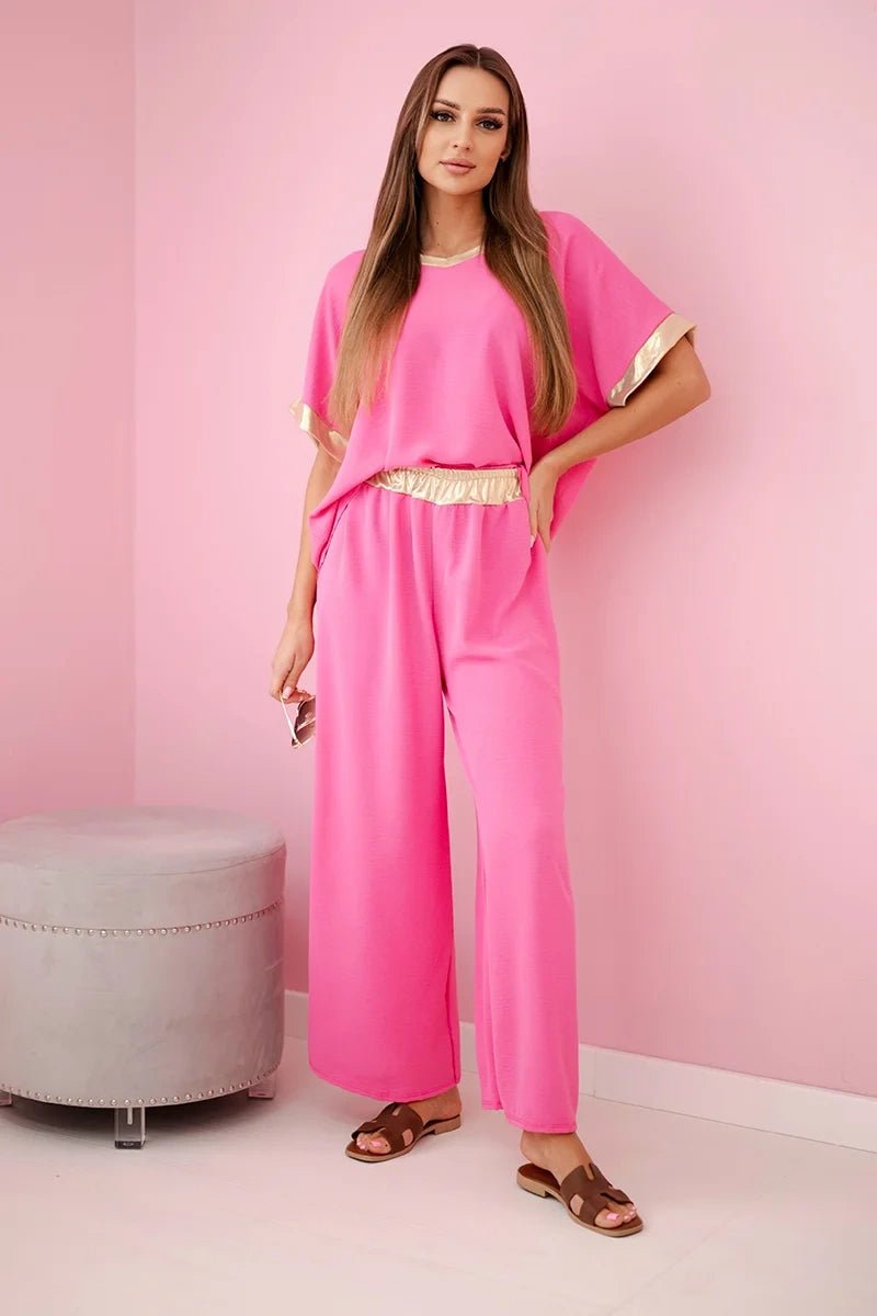 Viscose set with golden trim ART5444 - 1 / – Pink цвет / color | Lexline Fashion