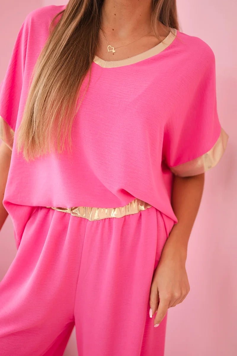 Viscose set with golden trim ART5444 - 1 / – Pink цвет / color | Lexline Fashion