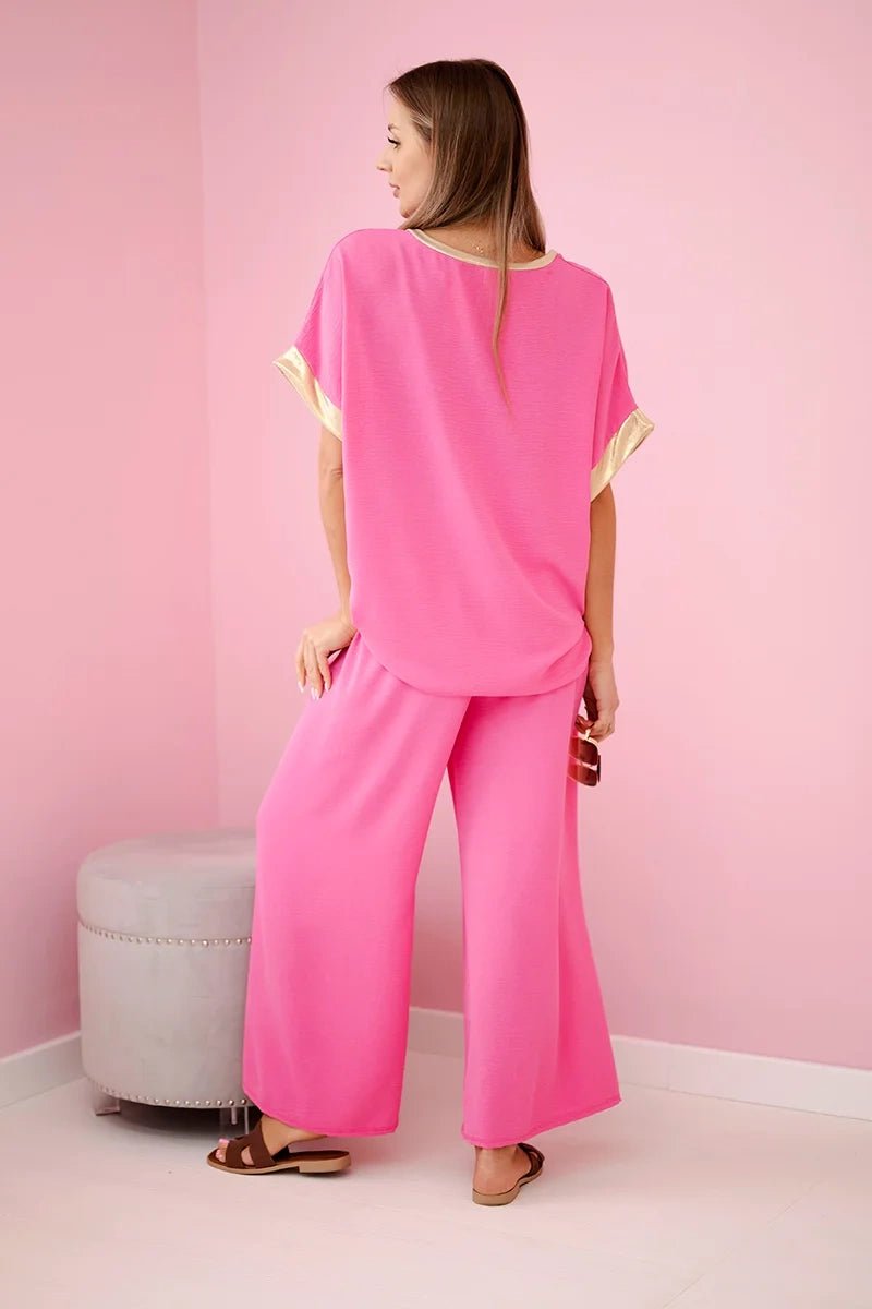 Viscose set with golden trim ART5444 - 1 / – Pink цвет / color | Lexline Fashion