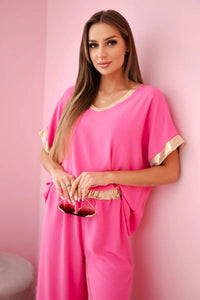 Viscose set with golden trim ART5444 - 1 / – Pink цвет / color | Lexline Fashion