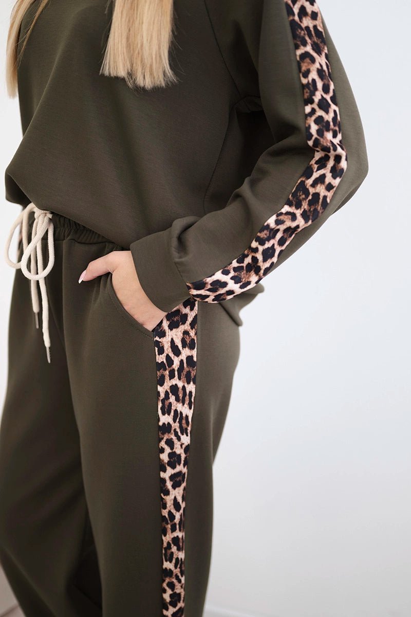 Viscose set with leopard stripes 7115 / – Khaki цвет / color | Lexline Fashion