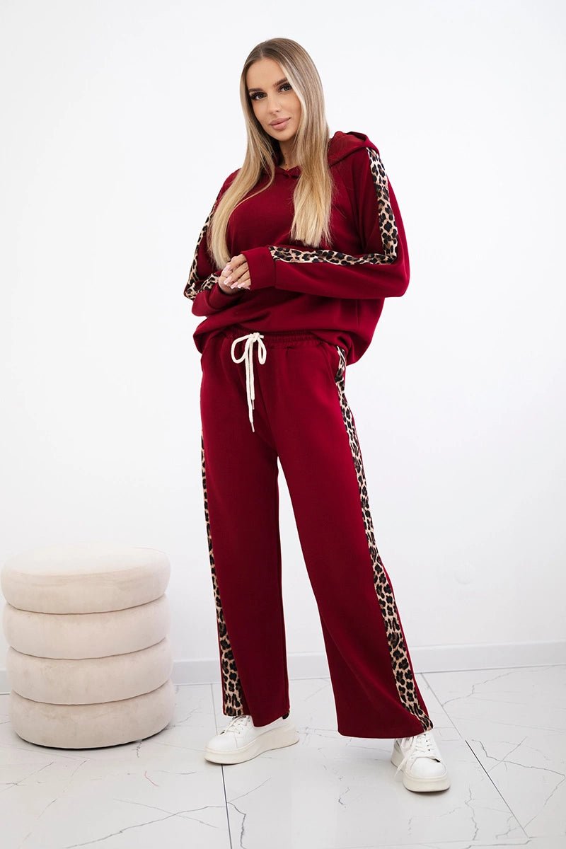 Viscose set with leopard stripes 7115 / – Maroon цвет / color | Lexline Fashion