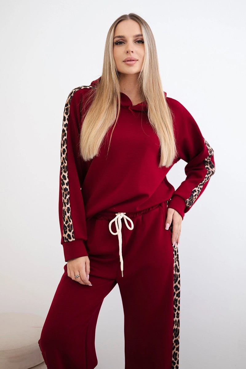 Viscose set with leopard stripes 7115 / – Maroon цвет / color | Lexline Fashion