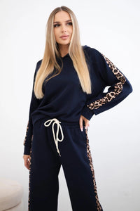 Viscose set with leopard stripes 7115 / – Navy blue цвет / color | Lexline Fashion