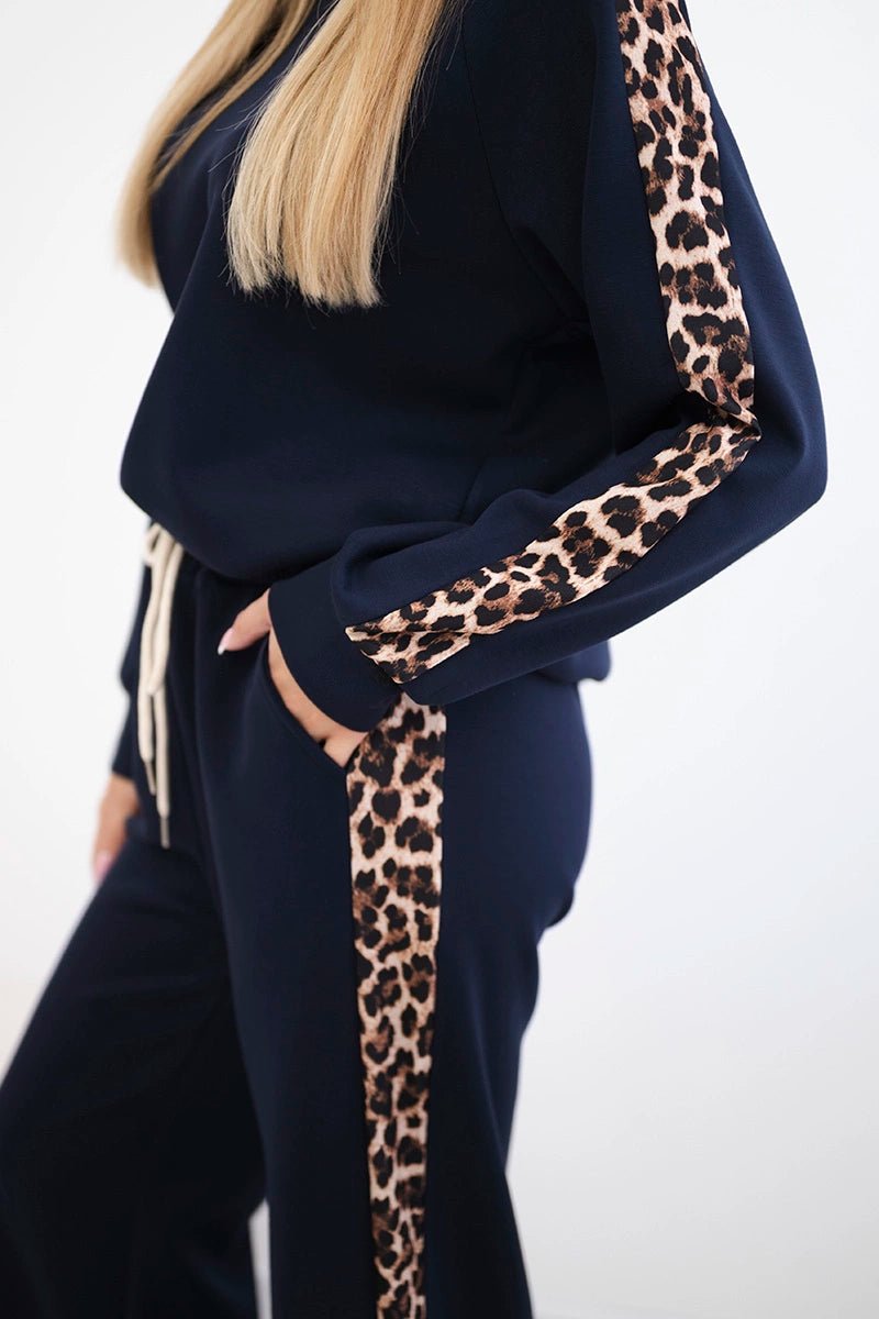 Viscose set with leopard stripes 7115 / – Navy blue цвет / color | Lexline Fashion