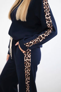 Viscose set with leopard stripes 7115 / – Navy blue цвет / color | Lexline Fashion