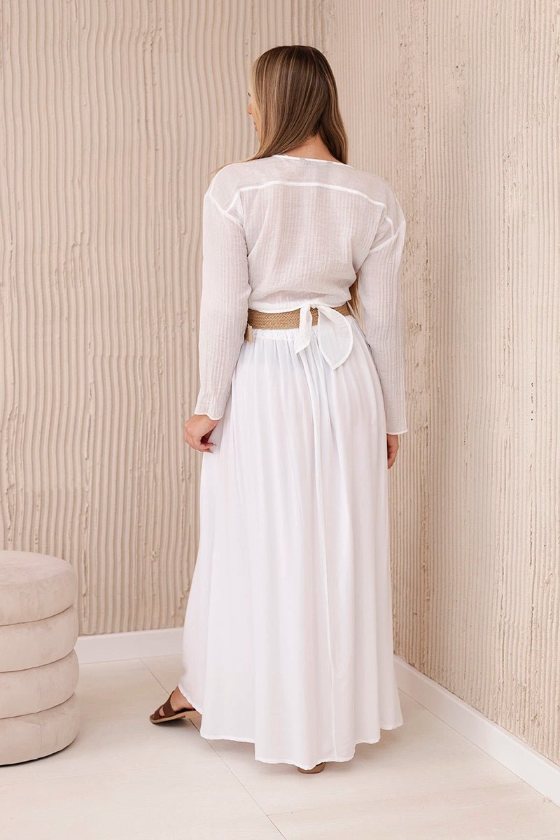 Viscose skirt with decorative belt 3020 / – Beige цвет / color | Lexline Fashion