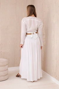 Viscose skirt with decorative belt 3020 / – Beige цвет / color | Lexline Fashion