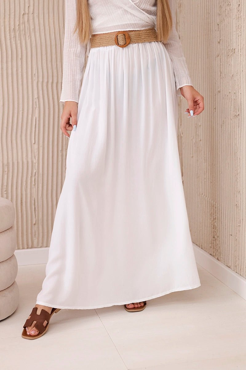 Viscose skirt with decorative belt 3020 / – Beige цвет / color | Lexline Fashion