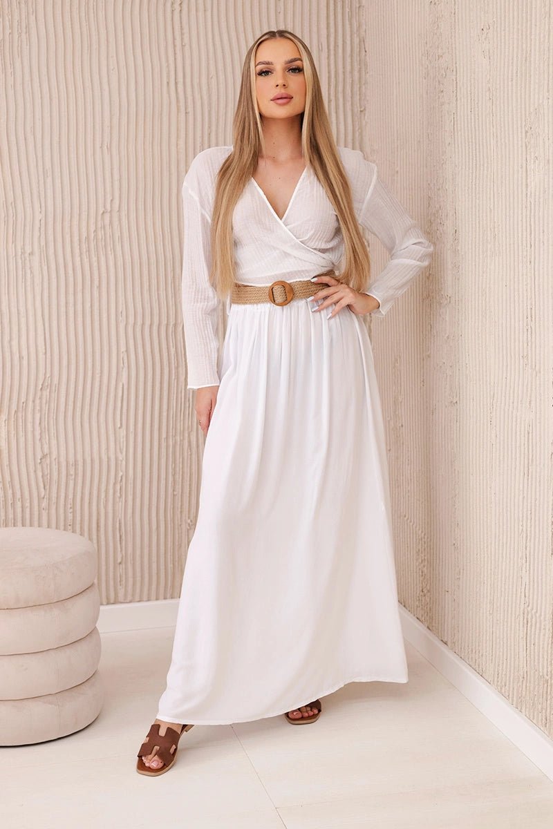 Viscose skirt with decorative belt 3020 / – Beige цвет / color | Lexline Fashion