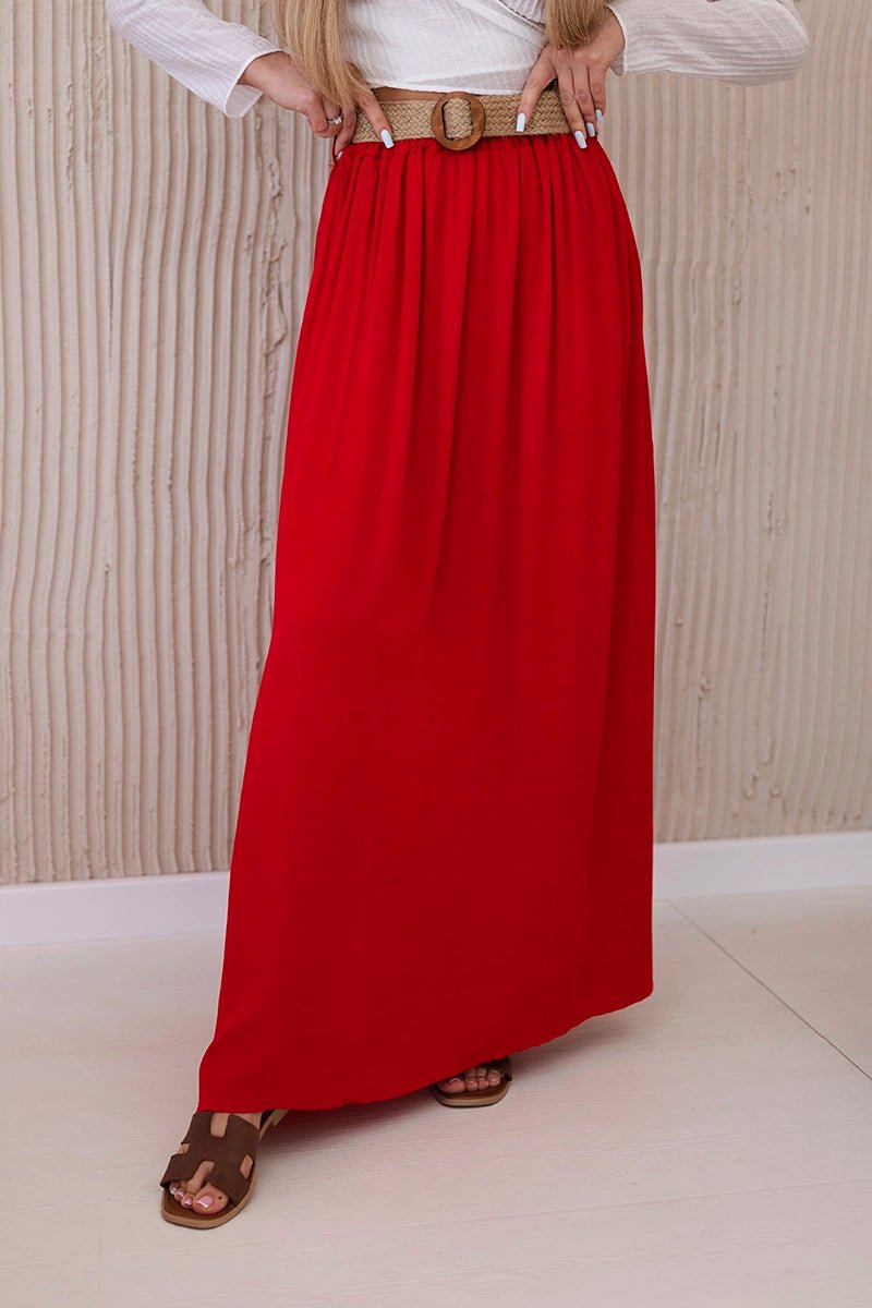 Viscose skirt with decorative belt 3020 / – Blue cornflower цвет / color | Lexline Fashion