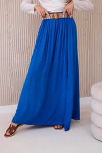 Viscose skirt with decorative belt 3020 / – Blue cornflower цвет / color | Lexline Fashion