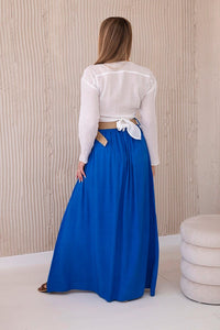 Viscose skirt with decorative belt 3020 / – Blue cornflower цвет / color | Lexline Fashion