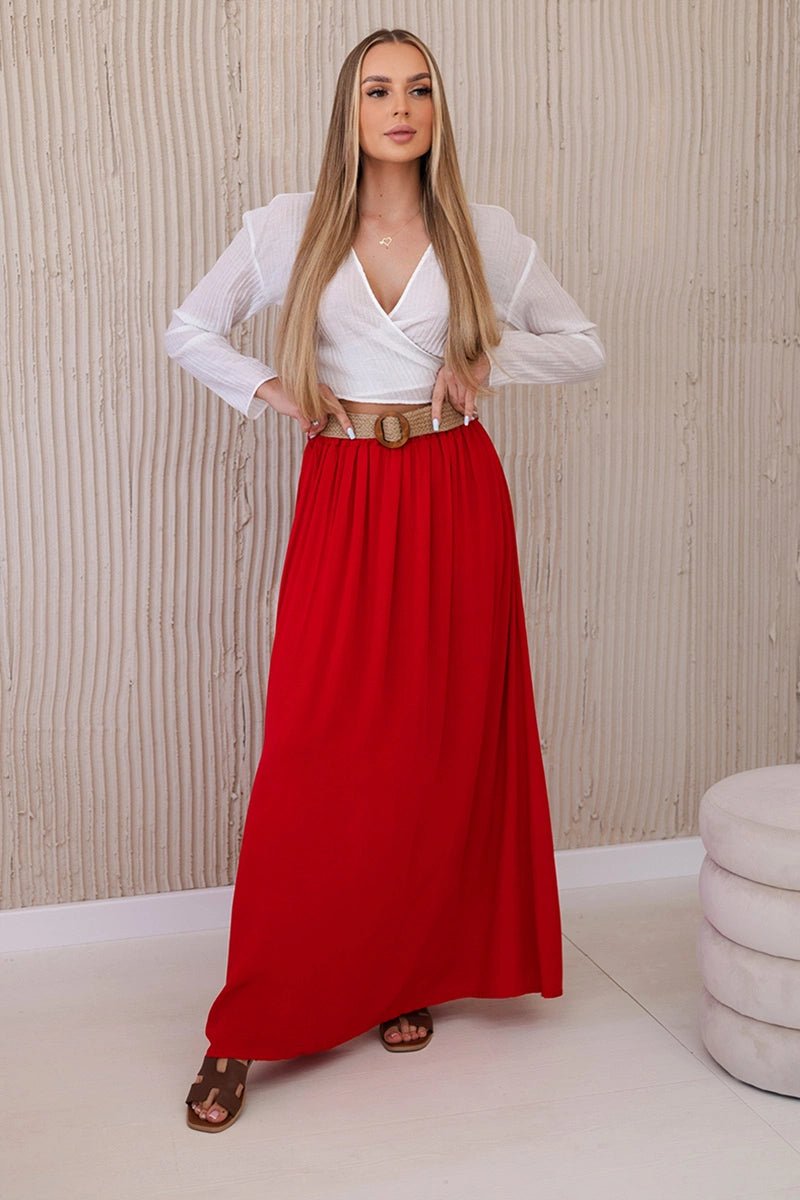Viscose skirt with decorative belt 3020 / – Blue cornflower цвет / color | Lexline Fashion