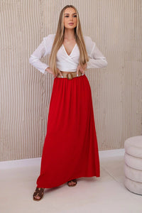 Viscose skirt with decorative belt 3020 / – Blue cornflower цвет / color | Lexline Fashion