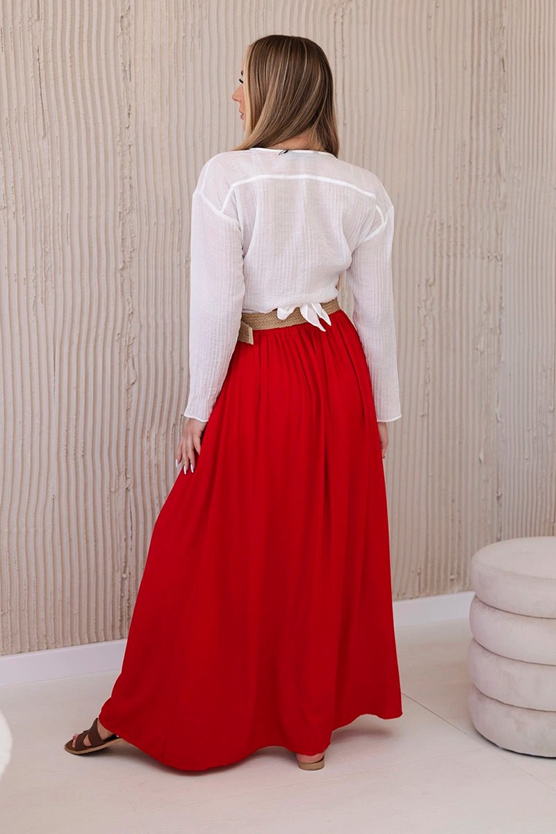 Viscose skirt with decorative belt 3020 / – Blue cornflower цвет / color | Lexline Fashion
