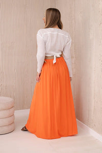 Viscose skirt with decorative belt 3020 / – Orange цвет / color | Lexline Fashion