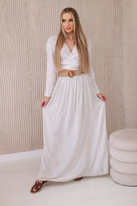 Viscose skirt with decorative belt 3020 / – Red цвет / color | Lexline Fashion