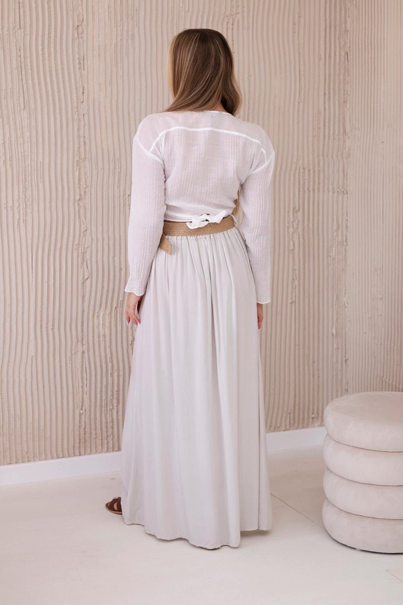 Viscose skirt with decorative belt 3020 / – White цвет / color | Lexline Fashion