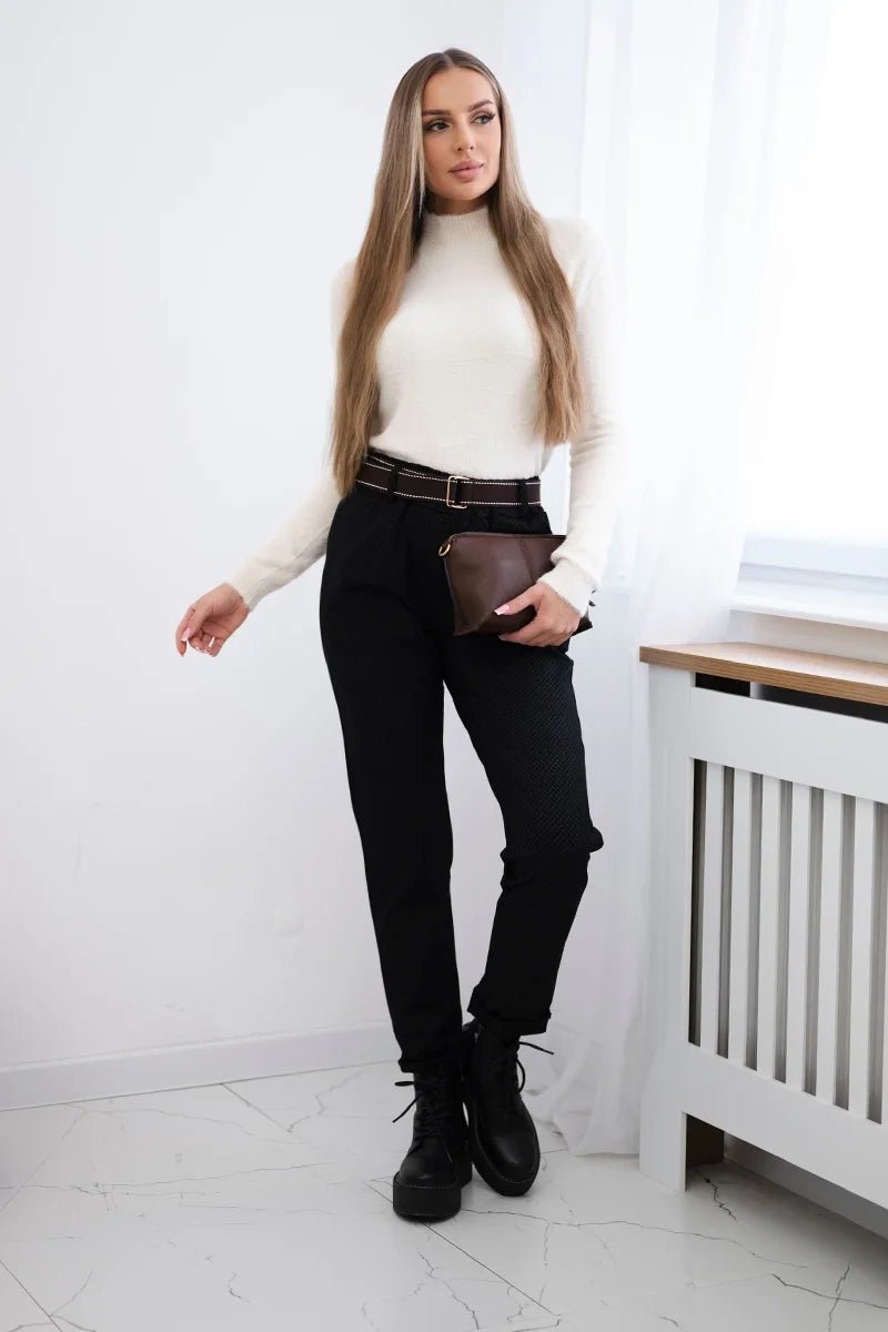 Viscose trousers with a fine pattern ART52293 - 2 / – Black цвет / color | Lexline Fashion