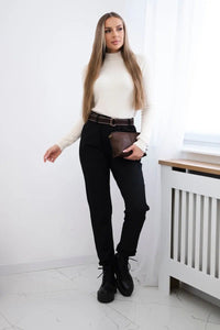 Viscose trousers with a fine pattern ART52293 - 2 / – Black цвет / color | Lexline Fashion