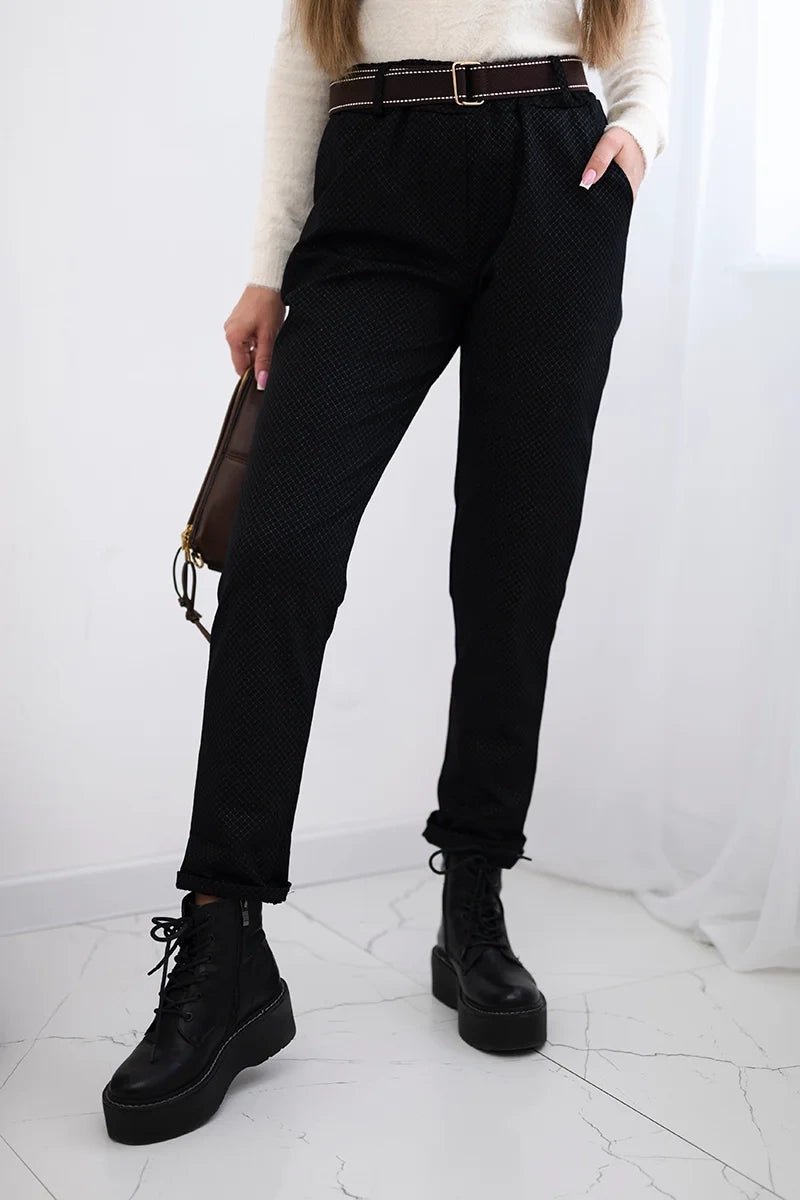 Viscose trousers with a fine pattern ART52293 - 2 / – Black цвет / color | Lexline Fashion